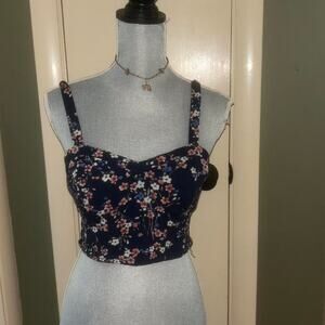 Navy floral corset top